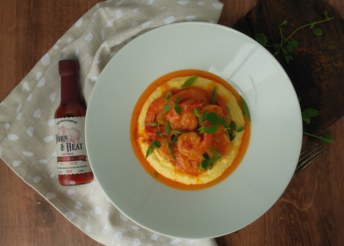 Rhino Doctor Reserve Butter Shrimp with Creamy Cheddar Polenta