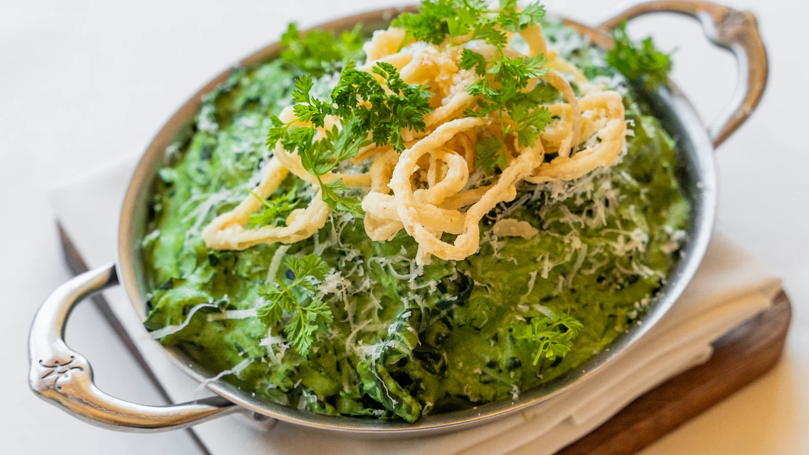 Image of Double-Creamed Kale with Crispy Shallots