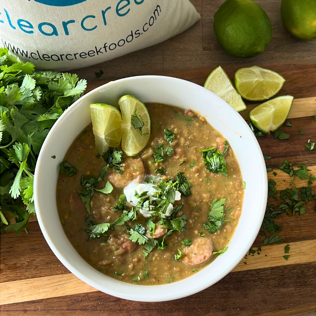 Green Lentil Chili with Chicken Sausage