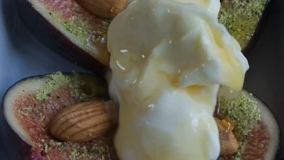 Image of Figs With Charred Eggplant and Mascarpone Cream