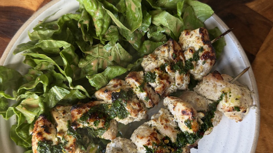 Image of Greek Garlic Chicken Skewers