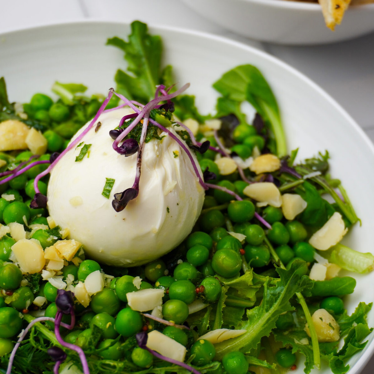 Burrata with Peas
