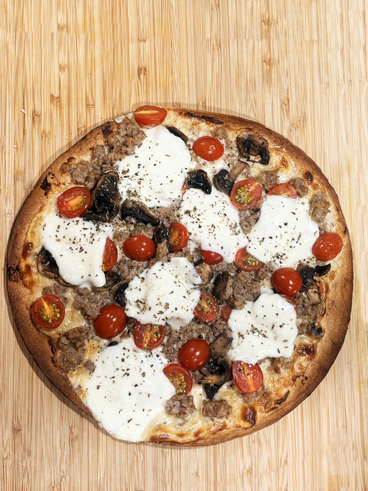 Morel & Leek Jack Sausage Pizza with Mushrooms