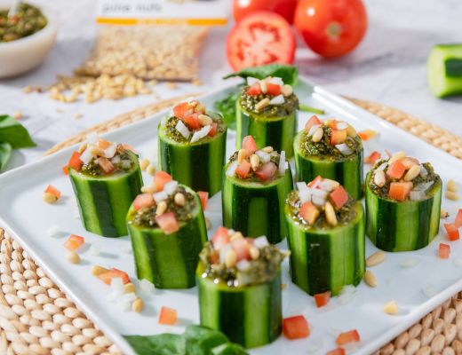Image of Tropical Avocado-Basil Pesto Stuffed Cucumber Cups