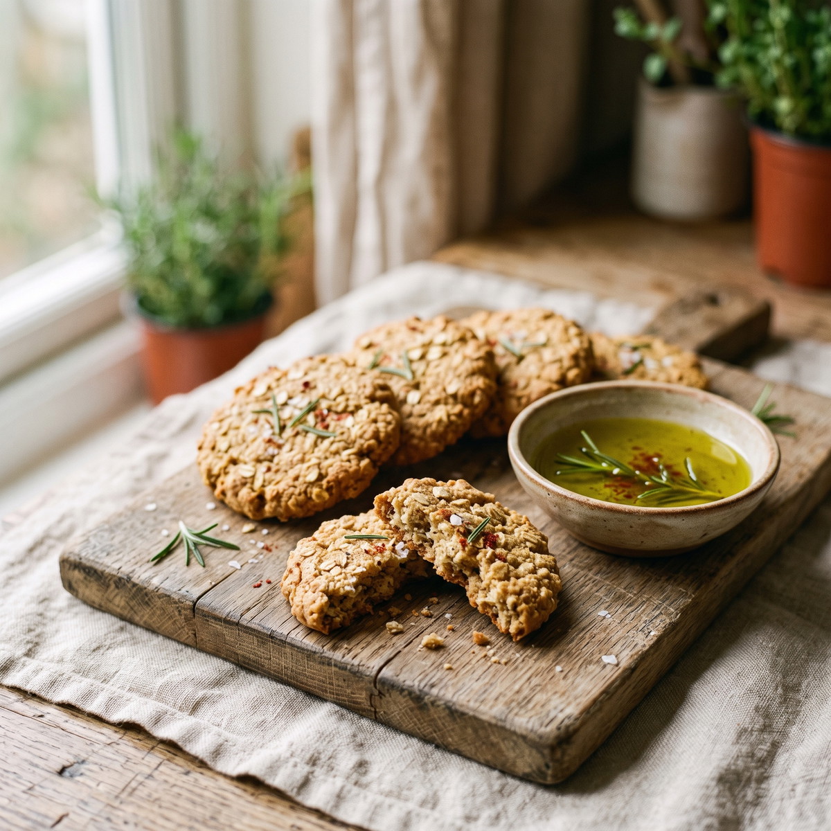 Olive Oat Biscuits with Sweet Paprika and Rosemary