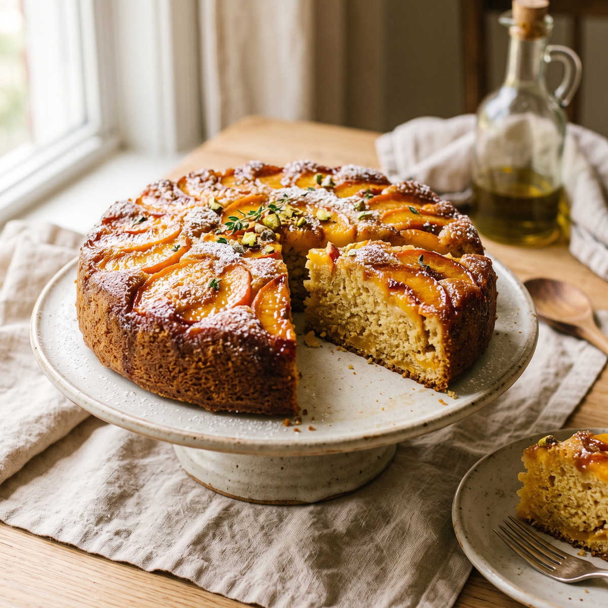 Olive Oil Peach Cake