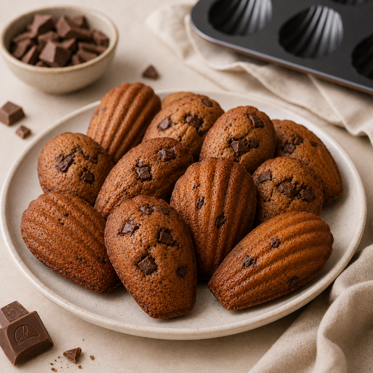 Madeleines moelleuses au chocolat Caramélia