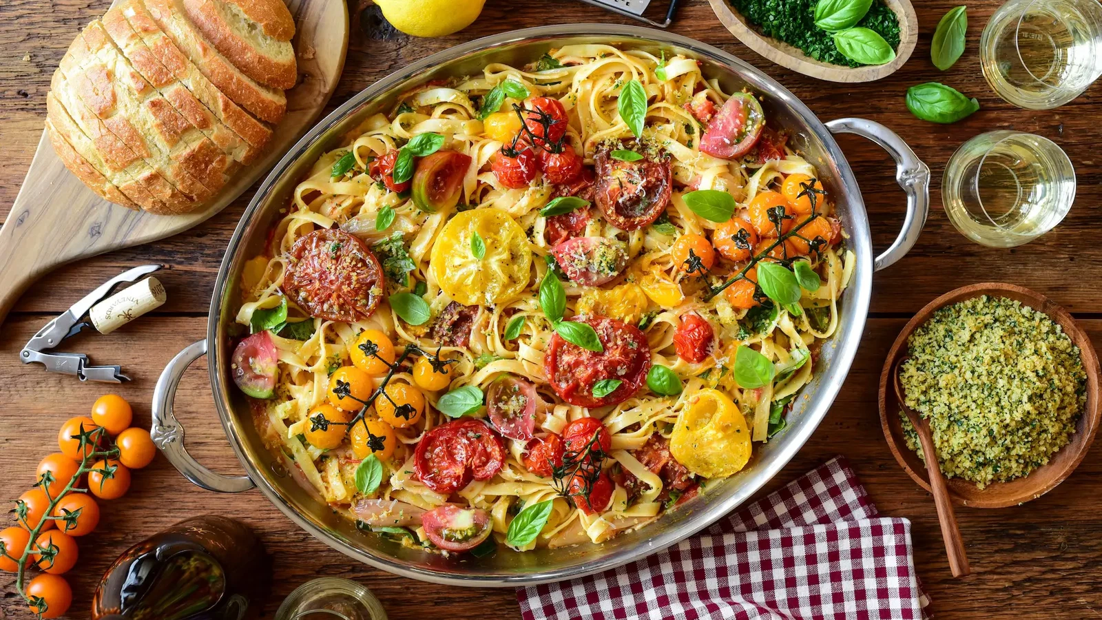 Image of Roasted Heirloom Tomato Tagliatelle with Lemon Panko