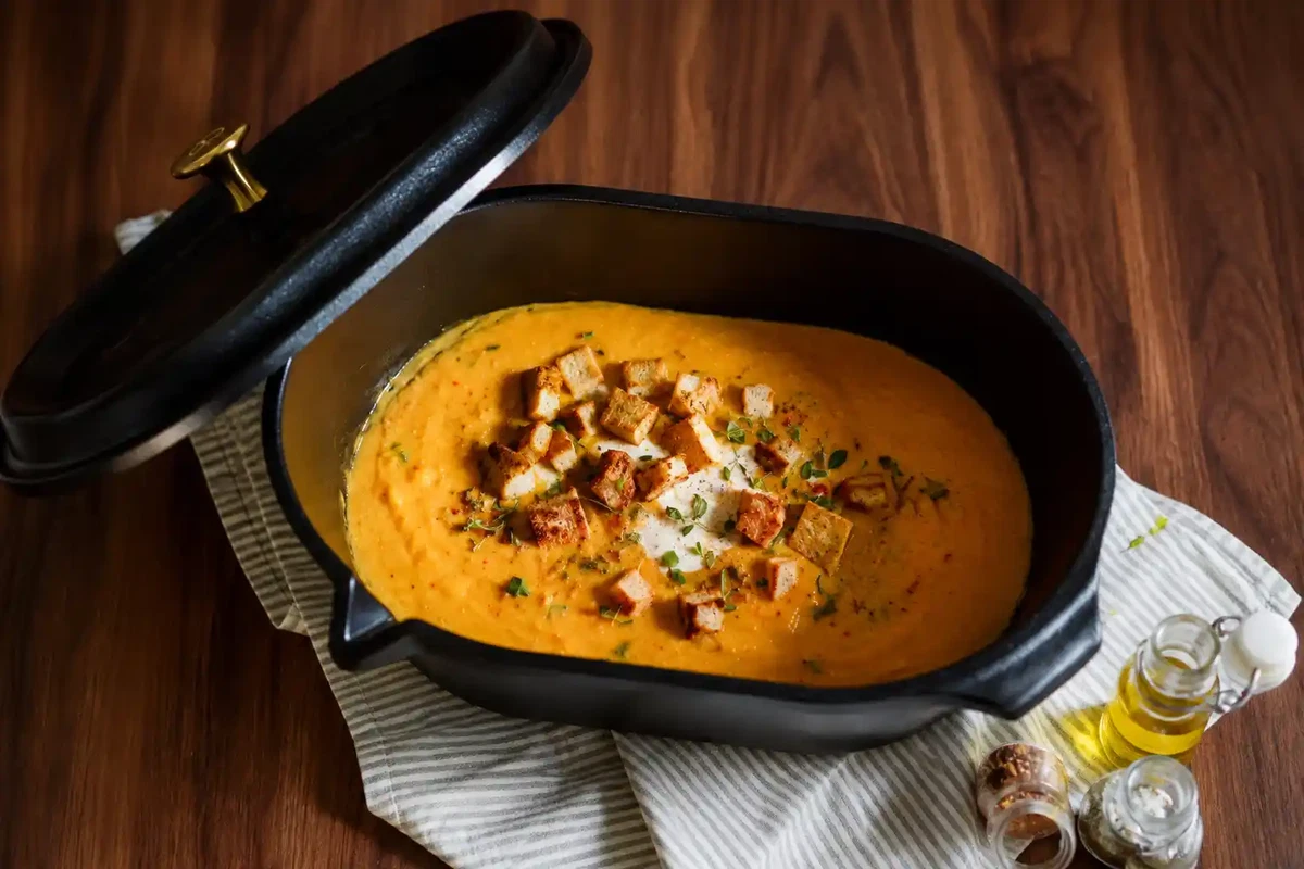 Krämig pumpasoppa med kokosmjölk och chili