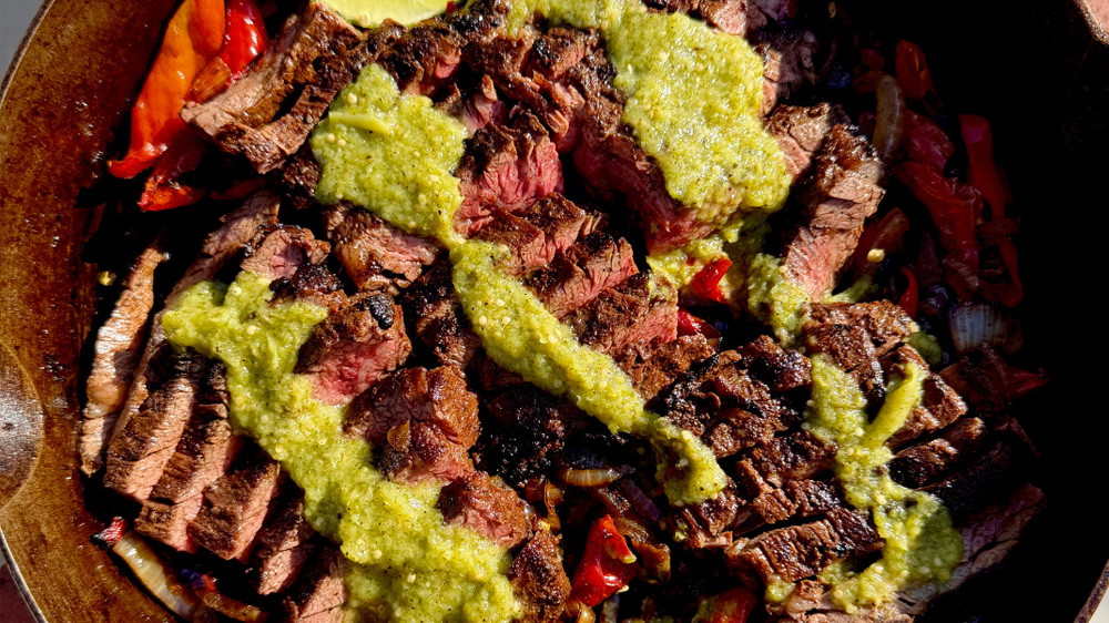 Skirt Steak Fajitas with Jimmy Nardello's & Charred Salsa Verde