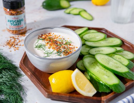Image of High-Protein Whipped Cottage Cheese Dip with Avocado Toast Seasoning
