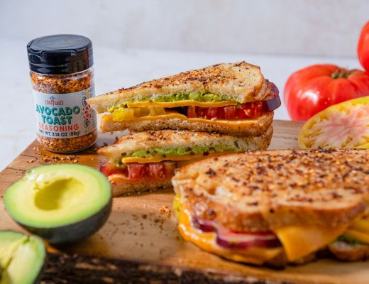 Image of Avocado Toast Seasoning Crusted Grilled Tomato and Cheese Sandwich