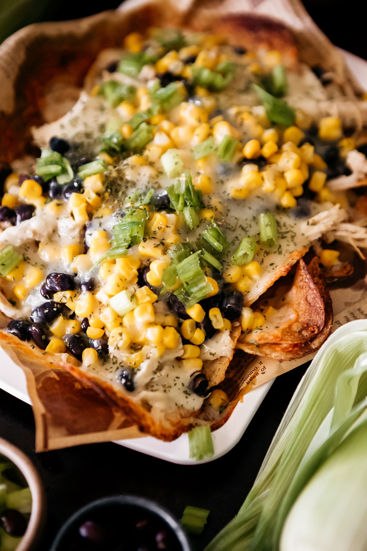 Pulled Chicken Sheet Pan Nachos