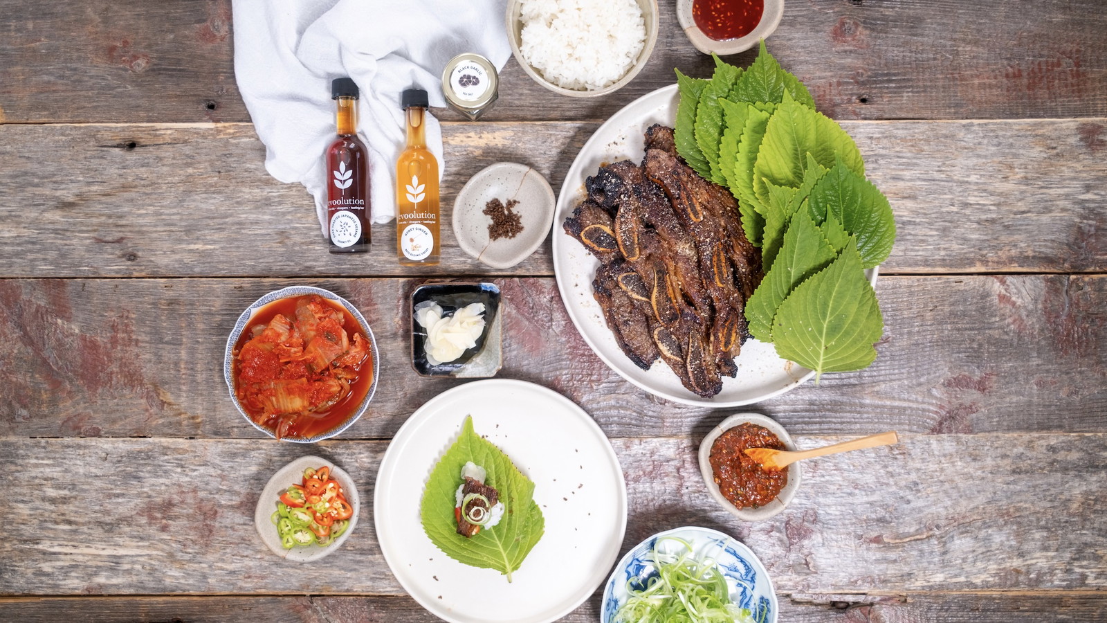 Image of Korean Short Ribs with Black Garlic Sea Salt, Sesame Oil, and Honey Ginger Balsamic