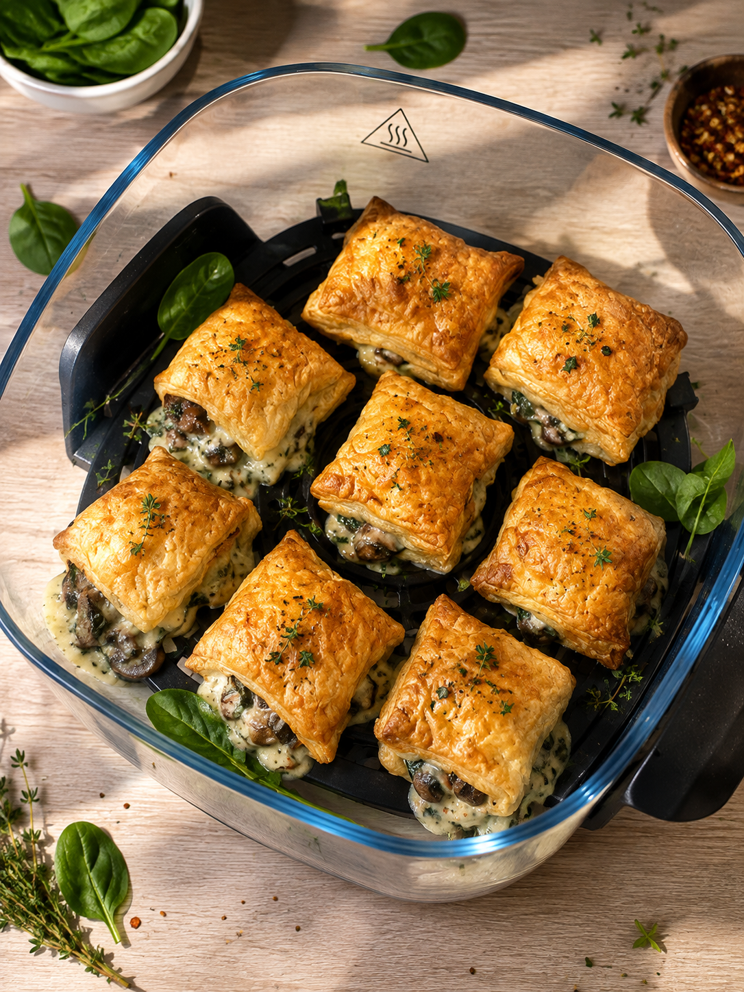 Creamy Mushroom Spinach Puff Pastry