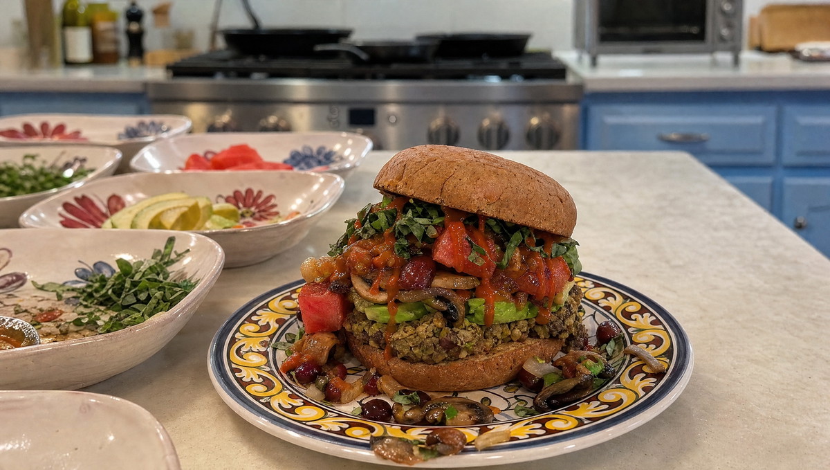 Rip’s Surprise Watermelon Black Bean Burger