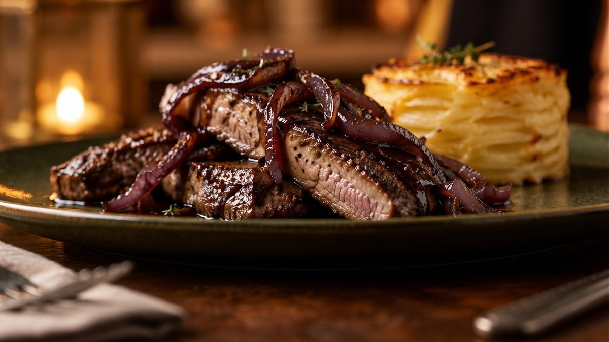 Veal Liver with Caramelised Red Onions and Balsamic Jus