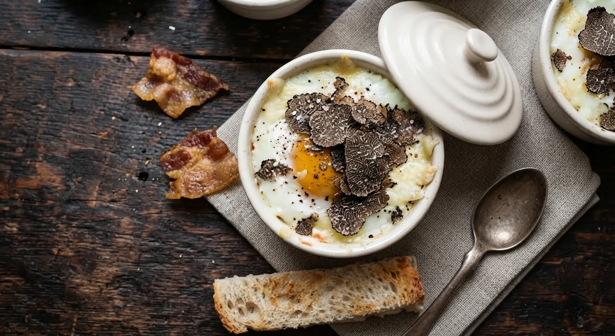 Baked Eggs with Black Truffle and Aged Comté