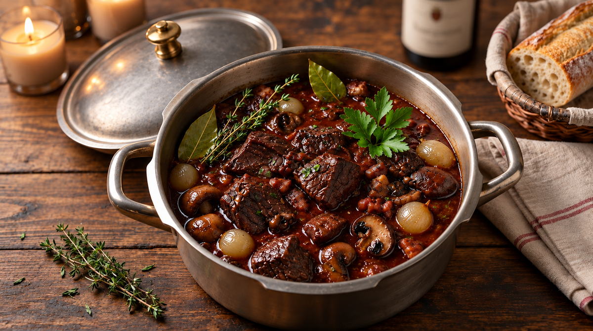 Pressure-Cooker Boeuf Bourguignon with Forest Mushrooms