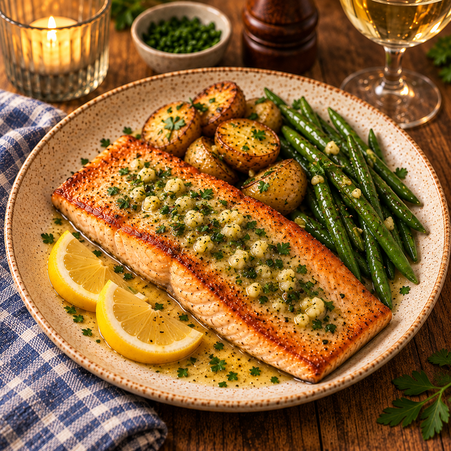 Image of Broiled Steelhead Trout With Garlic Herb Butter