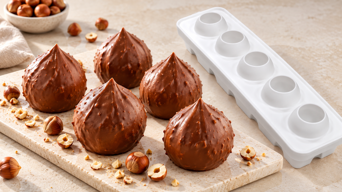 Trompe-l’œil mangue : 6 entremets noisette-chocolat