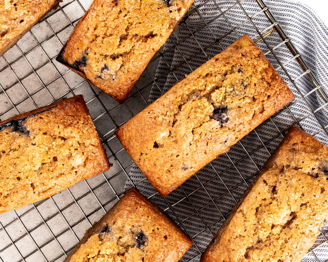 Image of Blueberry Banana Bread Recipe (Mini Loaves, Freezer-Friendly)