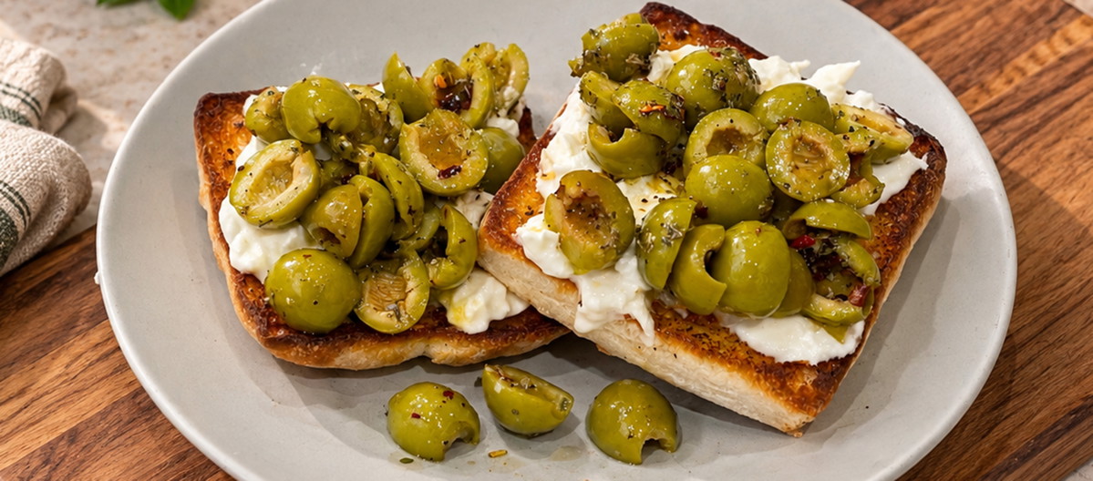 Mediterranean Olive & Burrata Toast