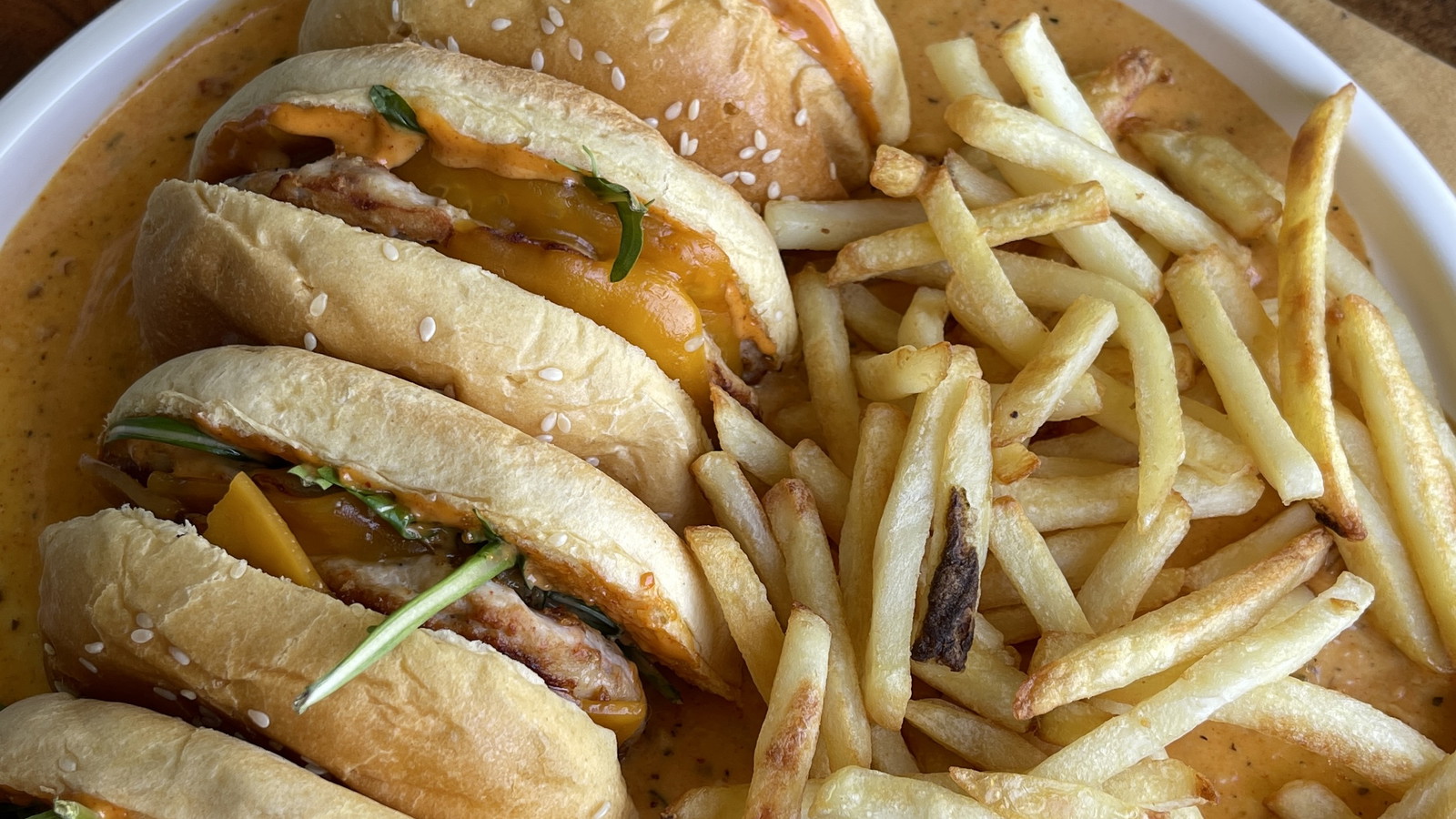 Image of Marry Me Chicken Dipping Burgers