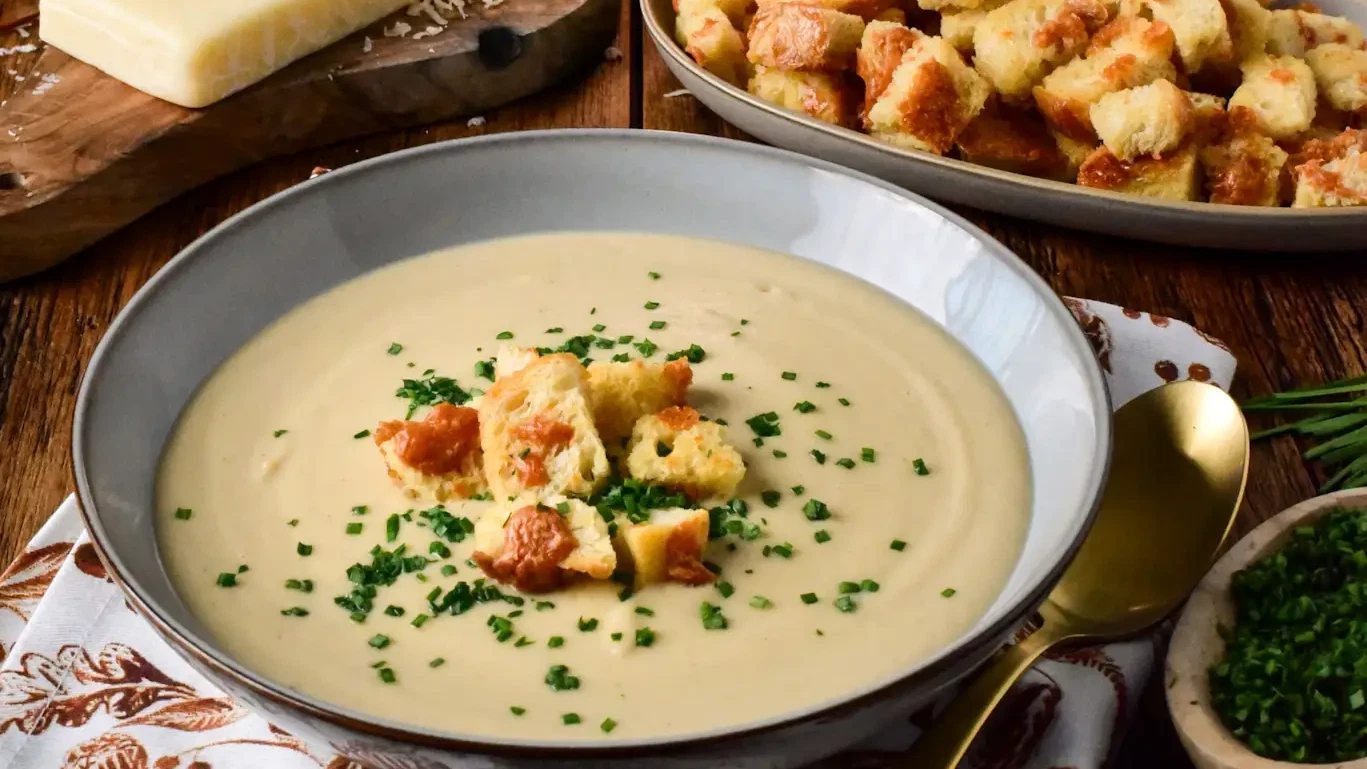 Image of Roasted Cauliflower Leek Soup with Cheddar