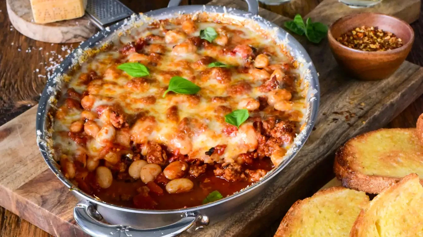 Image of Pizza Beans Skillet with Spicy Sausage