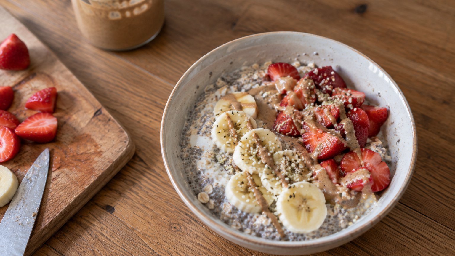 Image of Protein Chia Pudding mit Erdbeeren und Banane