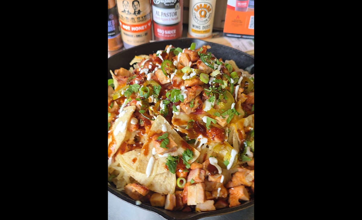 Honey BBQ Chicken Loaded Tailgate Nachos