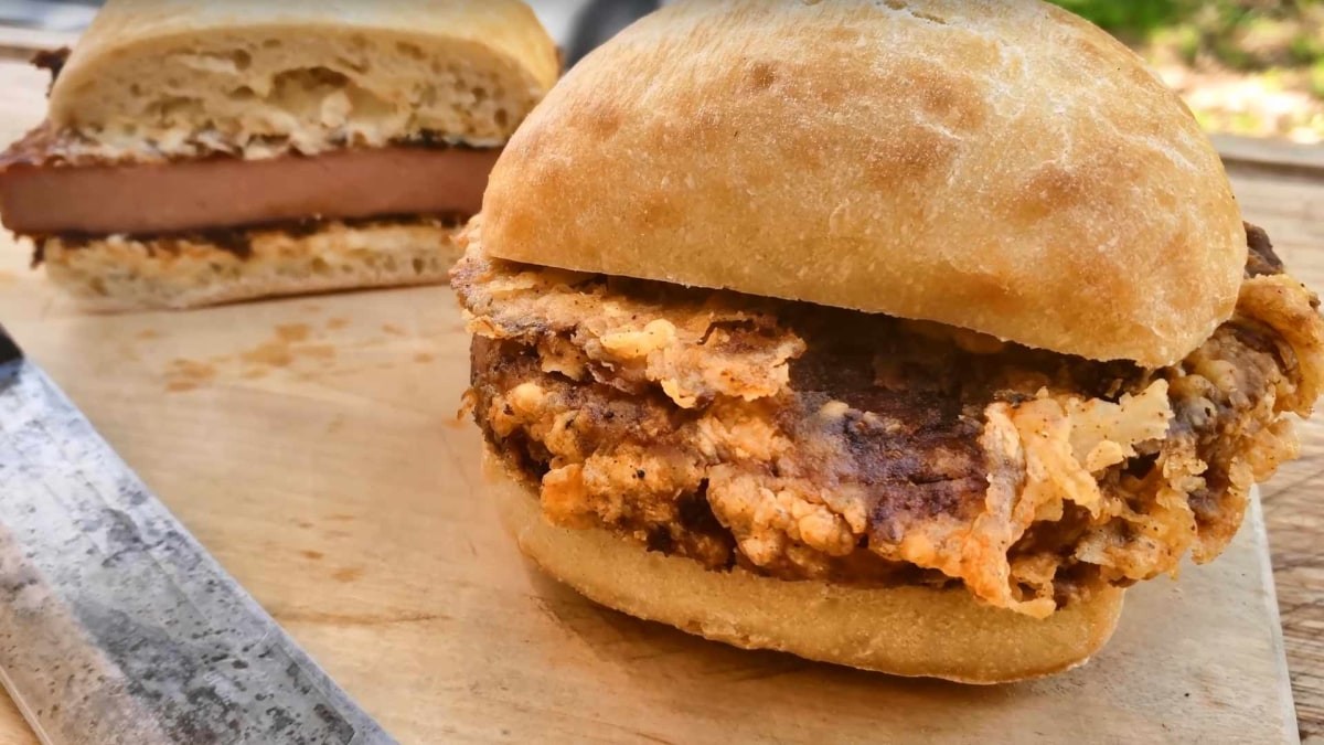 Image of BBQ Chicken Fried Bologna Burgers