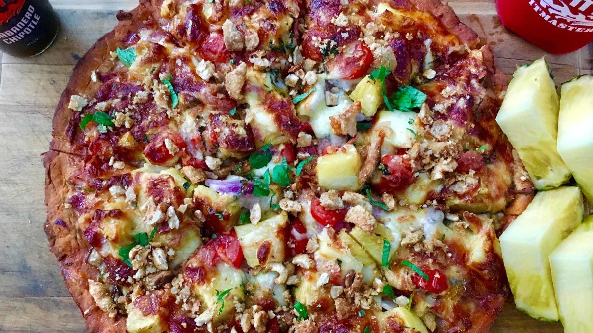 Image of Pork Rind + Bacon Pineapple Pizza