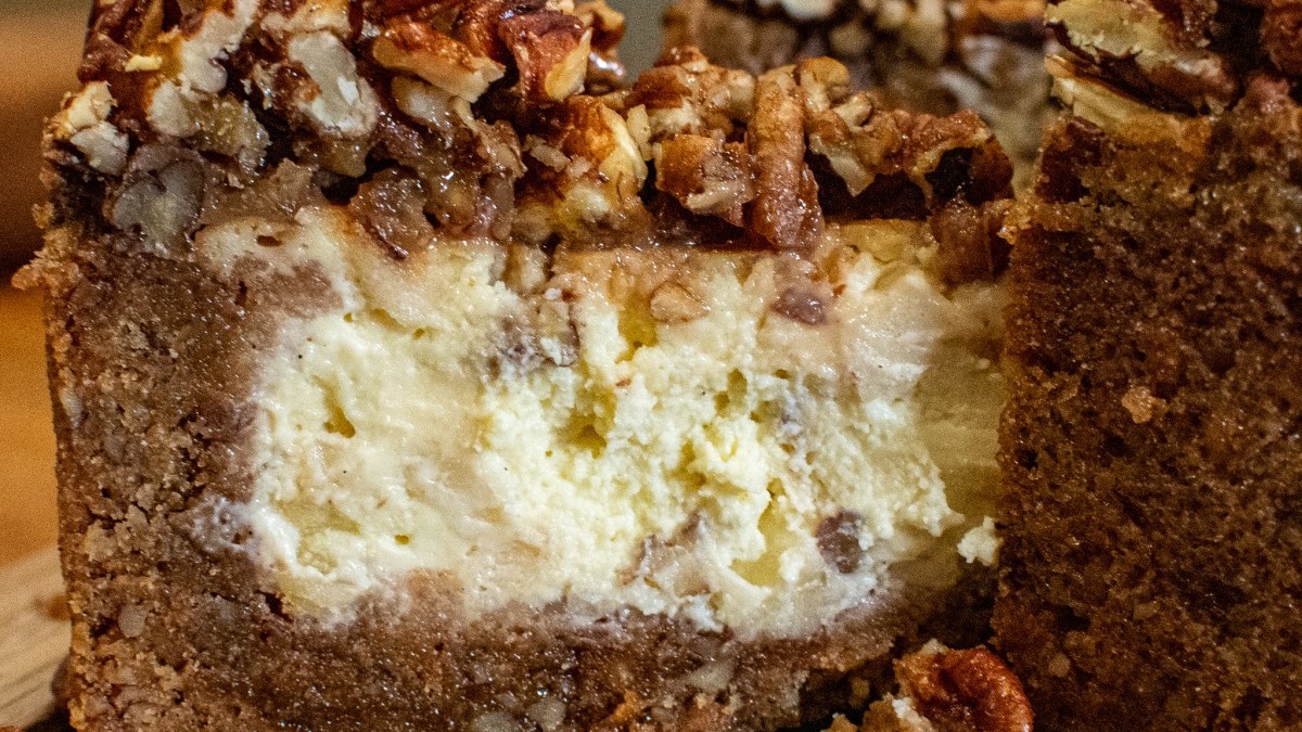 Image of Smoked Pecan Pie Topped Apple Cheesecake