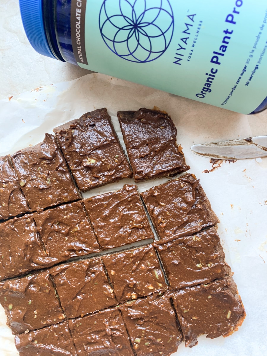 PB & Chocolate Protein Brownies with Frosting