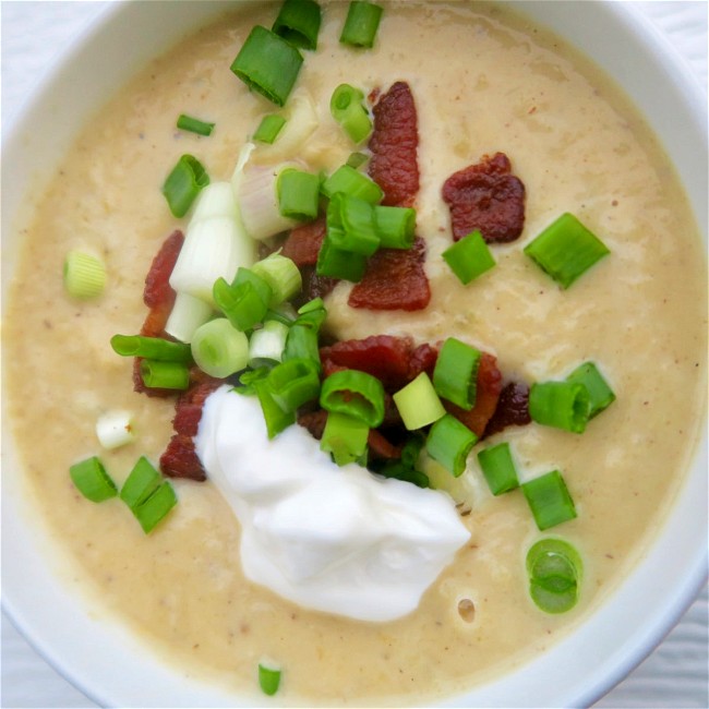 Image of loaded cream of cauliflower soup