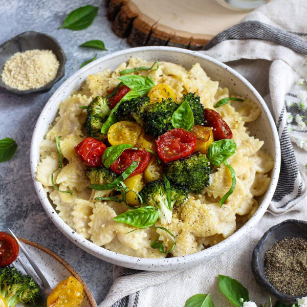 Image of Vegan Carbonara with Roasted Summer Vegetables