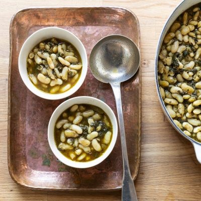 Image of White Beans with Charred Spinach