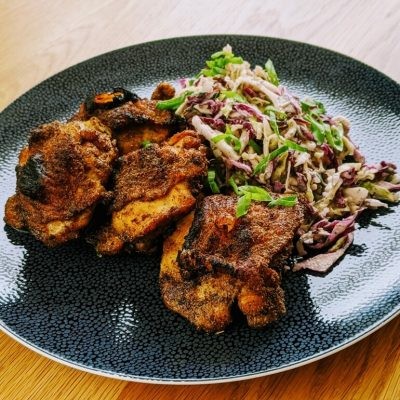 Image of Yemenite Chicken Thighs and Zhoug Cole Slaw