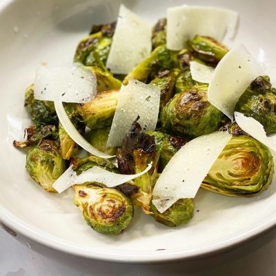 Image of Roasted Brussels Sprouts with Lemon and Manchego Cheese