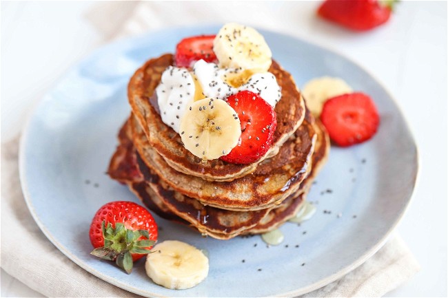 Image of Vegan Banana Strawberries Pancake Recipe
