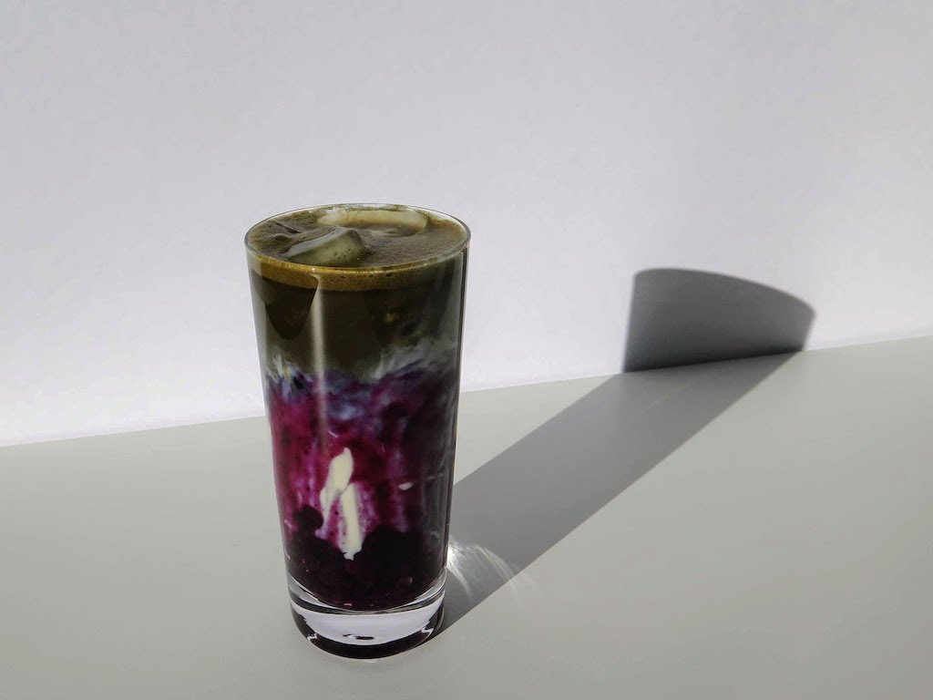 Wild Blueberry Hojicha Latte