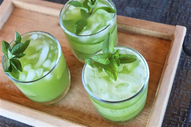 Image of Minty Cucumber Limeade with Pineapple & Sage Shrub