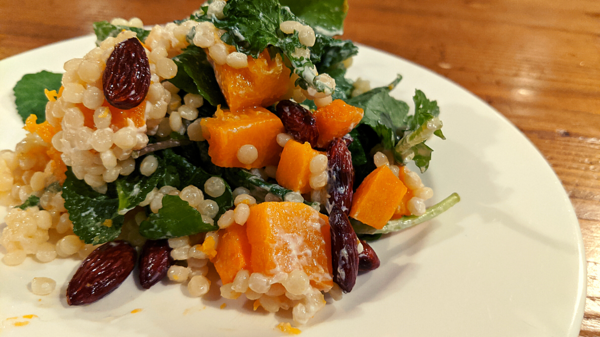Image of Israeli Couscous Salad with Kale, Butternut Squash and Roast Almonds