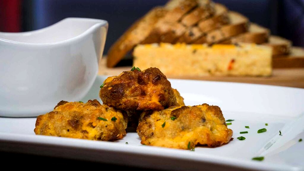 Image of Kushy Tomato Soup & Gooey Grilled Cheese Croutons