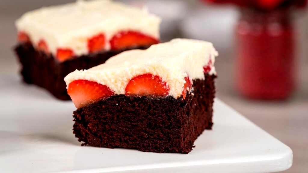 Image of White Chocolate Covered Strawberry Brownies