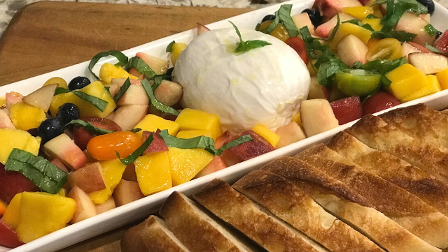 Image of Stone Fruit and Tomato with Burrata Salad