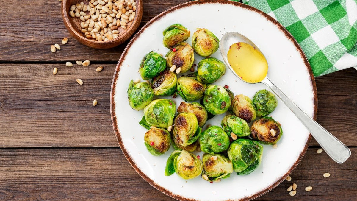 Image of Roasted Brussels Sprouts with Garlic and Pine Nuts