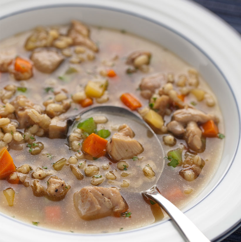 Chicken Soup with Barley & Mushrooms